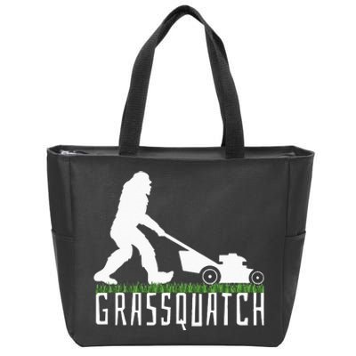 Funny Lawn Mowing Grassquatch Bigfoot Lawn Mower Zip Tote Bag