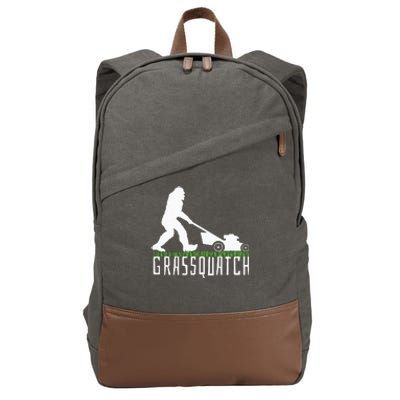 Funny Lawn Mowing Grassquatch Bigfoot Lawn Mower Cotton Canvas Backpack