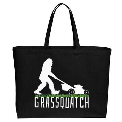 Funny Lawn Mowing Grassquatch Bigfoot Lawn Mower Cotton Canvas Jumbo Tote