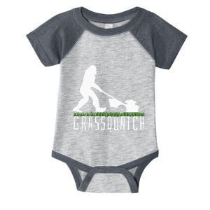 Funny Lawn Mowing Grassquatch Bigfoot Lawn Mower Infant Baby Jersey Bodysuit