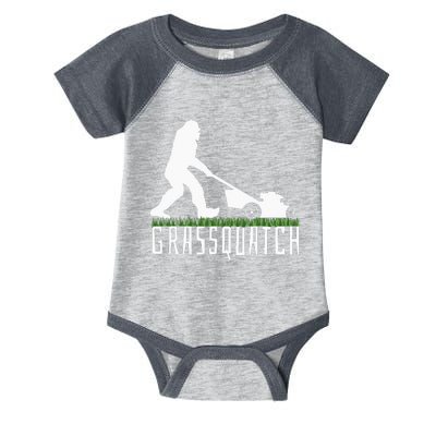 Funny Lawn Mowing Grassquatch Bigfoot Lawn Mower Infant Baby Jersey Bodysuit