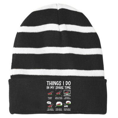 Funny Lawn Mower Landscaper Humor Striped Beanie with Solid Band