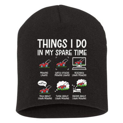 Funny Lawn Mower Landscaper Humor Short Acrylic Beanie