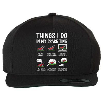 Funny Lawn Mower Landscaper Humor Wool Snapback Cap