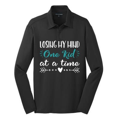 Funny Losing Mind Mothers Day Gift Mom Sayings Silk Touch Performance Long Sleeve Polo