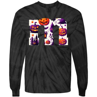 Funny Letter M Groups Halloween Team Groups Costume Tie-Dye Long Sleeve Shirt