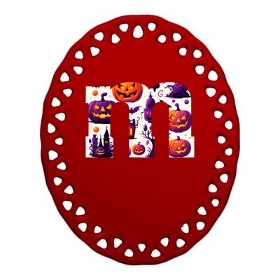 Funny Letter M Groups Halloween Team Groups Costume Ceramic Oval Ornament