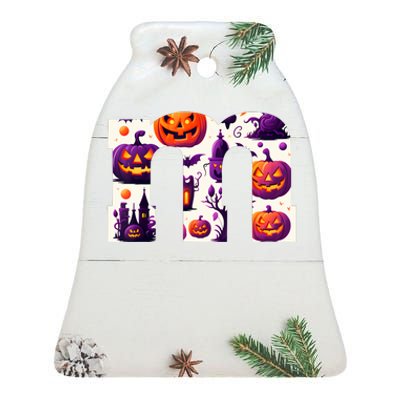 Funny Letter M Groups Halloween Team Groups Costume Ceramic Bell Ornament