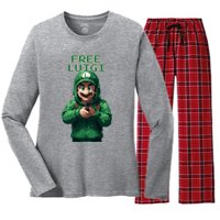 Free Luigi Mangione Women's Long Sleeve Flannel Pajama Set 