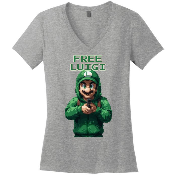 Free Luigi Mangione Women's V-Neck T-Shirt