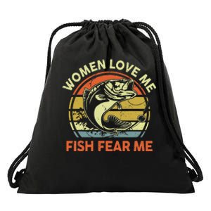 Fishing  Love Me Bass Fish Fear Gift Funny Dad Drawstring Bag