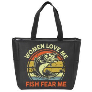 Fishing  Love Me Bass Fish Fear Gift Funny Dad Zip Tote Bag