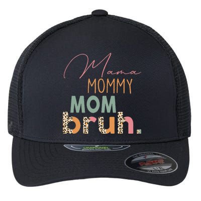 Funny Leopard Mama Mommy Mom Bruh Mother's Day Women Flexfit Unipanel Trucker Cap