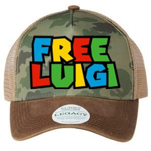 Free Luigi Mangione Mario Rainbow Typography Logo Legacy Tie Dye Trucker Hat