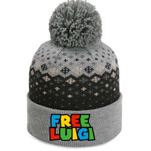 Free Luigi Mangione Mario Rainbow Typography Logo The Baniff Cuffed Pom Beanie