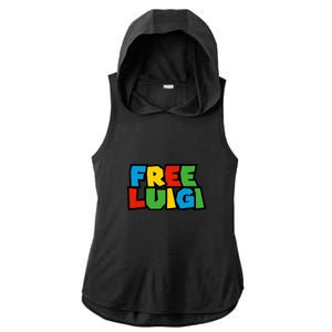 Free Luigi Mangione Mario Rainbow Typography Logo Ladies PosiCharge Tri-Blend Wicking Draft Hoodie Tank