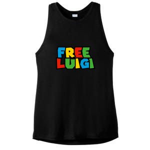 Free Luigi Mangione Mario Rainbow Typography Logo Ladies PosiCharge Tri-Blend Wicking Tank