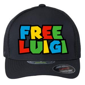 Free Luigi Mangione Mario Rainbow Typography Logo Flexfit Unipanel Trucker Cap