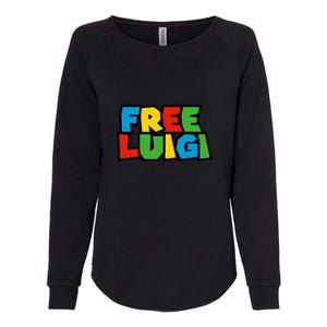 Free Luigi Mangione Mario Rainbow Typography Logo Womens California Wash Sweatshirt