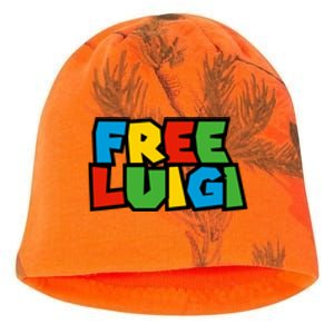 Free Luigi Mangione Mario Rainbow Typography Logo Kati - Camo Knit Beanie