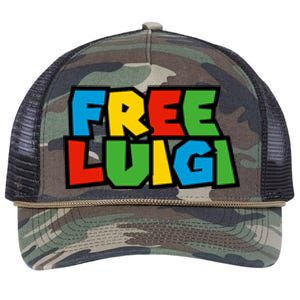 Free Luigi Mangione Mario Rainbow Typography Logo Retro Rope Trucker Hat Cap