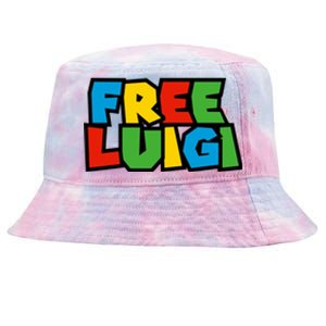 Free Luigi Mangione Mario Rainbow Typography Logo Tie-Dyed Bucket Hat