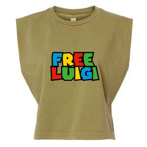 Free Luigi Mangione Mario Rainbow Typography Logo Garment-Dyed Women's Muscle Tee