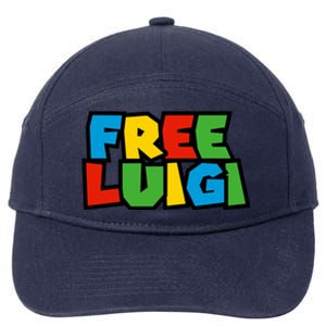 Free Luigi Mangione Mario Rainbow Typography Logo 7-Panel Snapback Hat