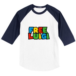 Free Luigi Mangione Mario Rainbow Typography Logo Baseball Sleeve Shirt