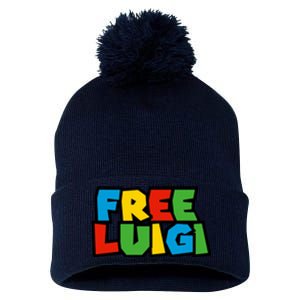 Free Luigi Mangione Mario Rainbow Typography Logo Pom Pom 12in Knit Beanie