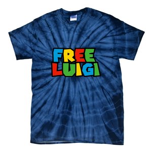 Free Luigi Mangione Mario Rainbow Typography Logo Tie-Dye T-Shirt