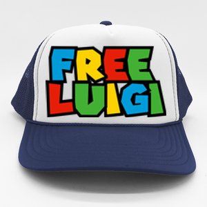 Free Luigi Mangione Mario Rainbow Typography Logo Trucker Hat