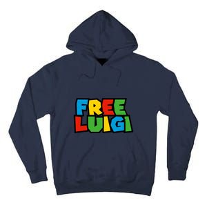 Free Luigi Mangione Mario Rainbow Typography Logo Tall Hoodie