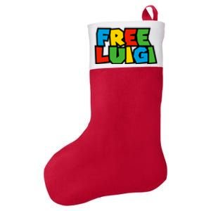 Free Luigi Mangione Mario Rainbow Typography Logo Felt Holiday Christmas Stocking