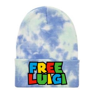 Free Luigi Mangione Mario Rainbow Typography Logo Tie Dye 12in Knit Beanie