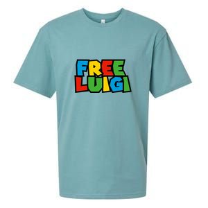 Free Luigi Mangione Mario Rainbow Typography Logo Sueded Cloud Jersey T-Shirt