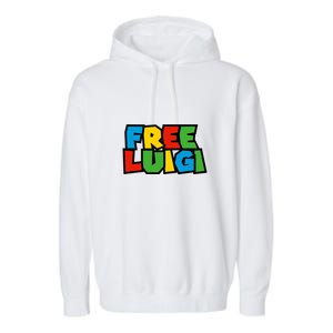 Free Luigi Mangione Mario Rainbow Typography Logo Garment-Dyed Fleece Hoodie