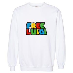 Free Luigi Mangione Mario Rainbow Typography Logo Garment-Dyed Sweatshirt