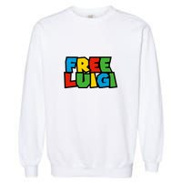 Free Luigi Mangione Mario Rainbow Typography Logo Garment-Dyed Sweatshirt