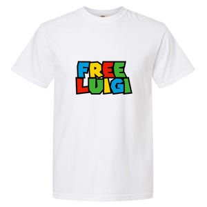 Free Luigi Mangione Mario Rainbow Typography Logo Garment-Dyed Heavyweight T-Shirt