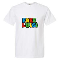 Free Luigi Mangione Mario Rainbow Typography Logo Garment-Dyed Heavyweight T-Shirt