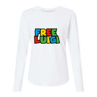 Free Luigi Mangione Mario Rainbow Typography Logo Womens Cotton Relaxed Long Sleeve T-Shirt