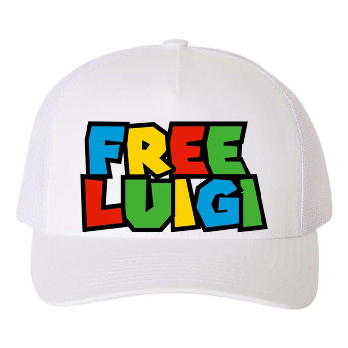 Free Luigi Mangione Mario Rainbow Typography Logo Yupoong Adult 5-Panel Trucker Hat