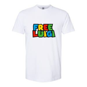 Free Luigi Mangione Mario Rainbow Typography Logo Softstyle CVC T-Shirt