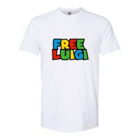 Free Luigi Mangione Mario Rainbow Typography Logo Softstyle CVC T-Shirt