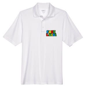 Free Luigi Mangione Mario Rainbow Typography Logo Men's Origin Performance Pique Polo