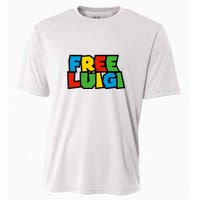 Free Luigi Mangione Mario Rainbow Typography Logo Cooling Performance Crew T-Shirt