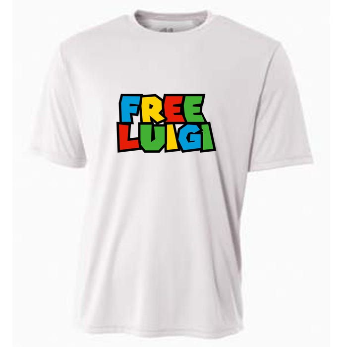 Free Luigi Mangione Mario Rainbow Typography Logo Cooling Performance Crew T-Shirt