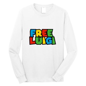 Free Luigi Mangione Mario Rainbow Typography Logo Long Sleeve Shirt