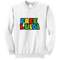 Free Luigi Mangione Mario Rainbow Typography Logo Sweatshirt